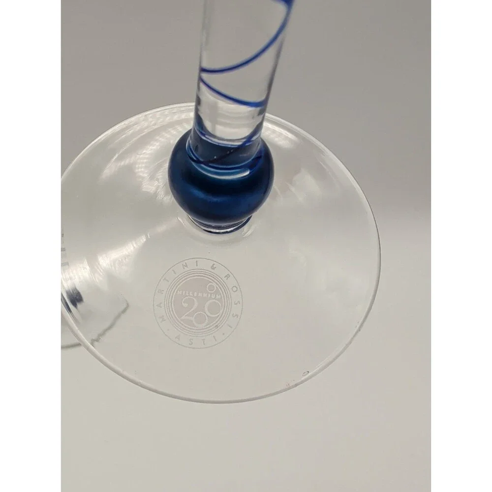 Martini & Rossi Asti Champagne Flute Glasses, Millennium 2000  Swirl Stem